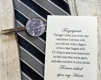 Memorial tie clip • Fingerprint memorial • Memorial gift • Custom tie clip • Gift for groom • Mens gift • Groom gift • Gift for Dad