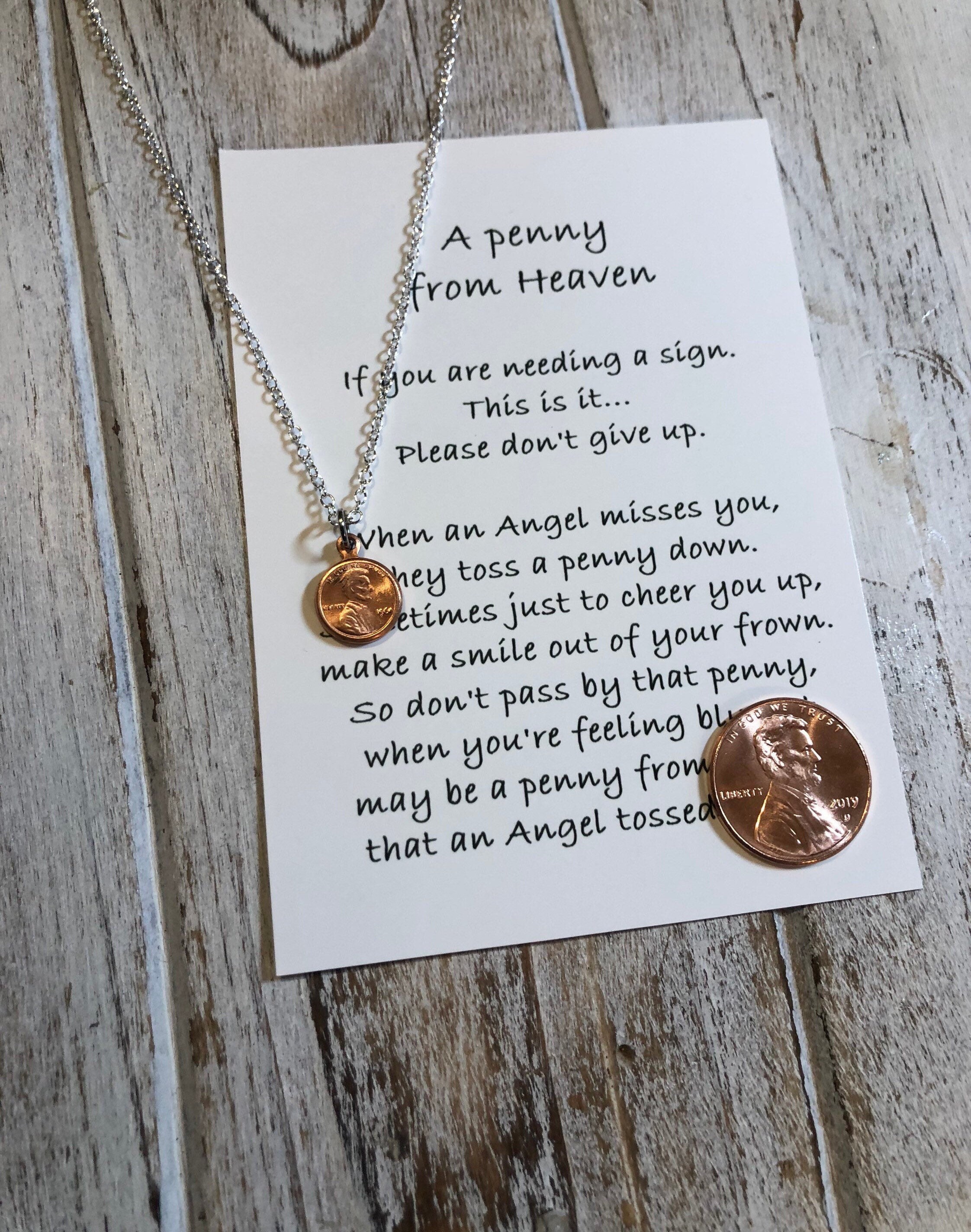 Memorial Gift Memorial Necklace TINY Penny From Heaven Necklace Pennies From Heaven Miniature Penny Necklace Funeral Sympathy Gift Etsy