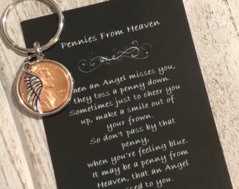 Memorial gift / Penny from Heaven keychain / Pennies from Heaven gift / In memory / Sympathy gift / Funeral gift / Memorial keychain /