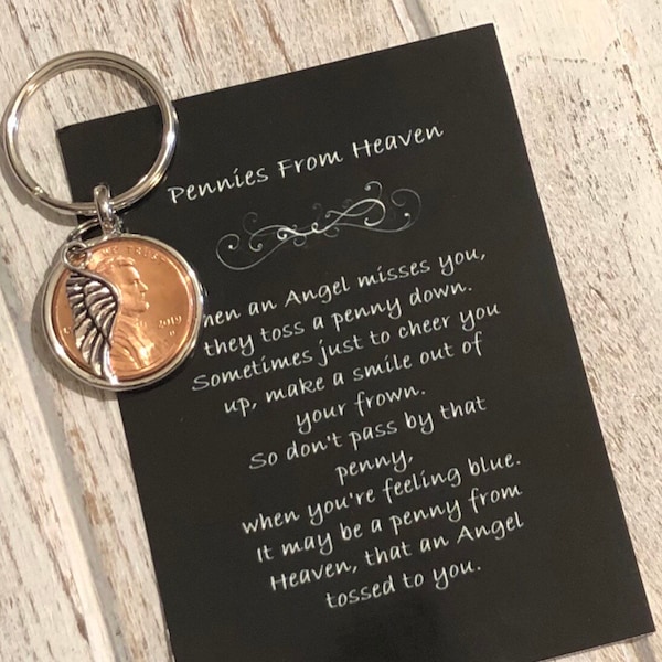 Memorial gift / Penny from Heaven keychain / Pennies from Heaven gift / In memory / Sympathy gift / Funeral gift / Memorial keychain /