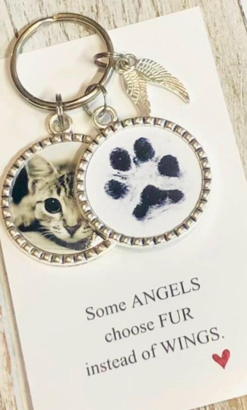 Cat Memorial Keychain • Cat Paw Print • Pet Loss • Loss of Pet • Cat ...