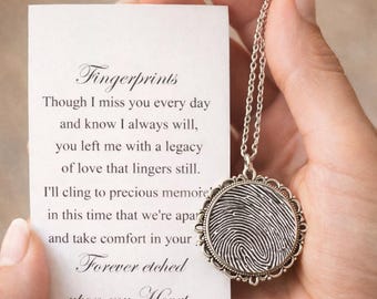 Memorial gift • Personalized fingerprint necklace • Custom thumbprint necklace • Memorial jewelry • Memorial gift ideas • Loss of loved one