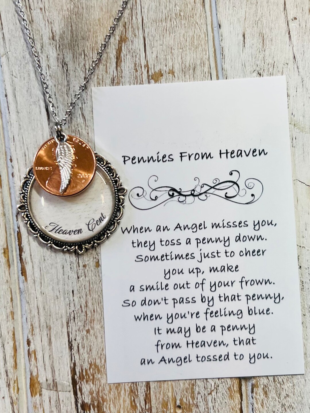 Coin Leather Necklace Penny From Heaven Necklace Memorial Necklace •  Memorial Gift • Pennies From Heaven