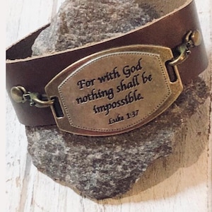 Religious bracelet • For with God nothing shall be impossible • Luke 1:37 • men’s bracelet • women’s bracelet  • Bible verse jewelry •