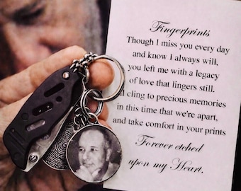Personalized Pocket knife • Fingerprint knife • Thumbprint knife • Mens memorial gift • Photo Memorial gift • In memory gift • Keepsake gift