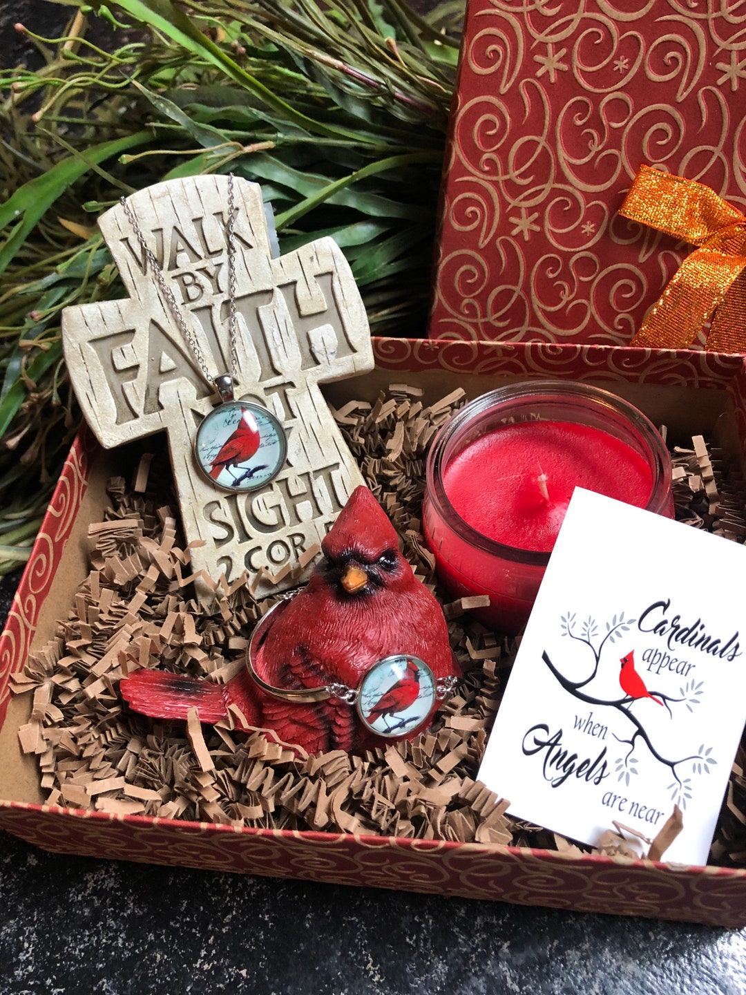 Cardinal Memorial Gift Box Cardinals Appear When Angels Are Near Sympathy Gift Cardinal Bracelet