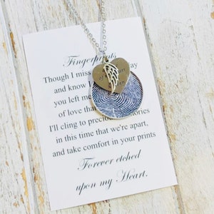 Fingerprint Necklace • Thumbprint Necklace • Actual Fingerprint Jewelry Charm • Memorial Jewelry • A piece of my heart is in  Heaven