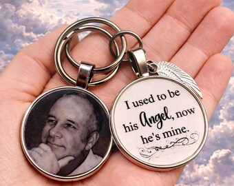 Personalized memorial photo charms • I used to be his Angel now he’s mine • Picture charm • Loss of Grandpa • Loss of Dad • Daddy’s girl