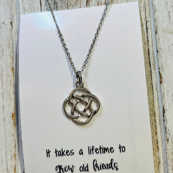 Friendship necklace • Friendship Celtic Knot • It takes a lifetime to grow old friends • Friendship gift • Friends forever gift •