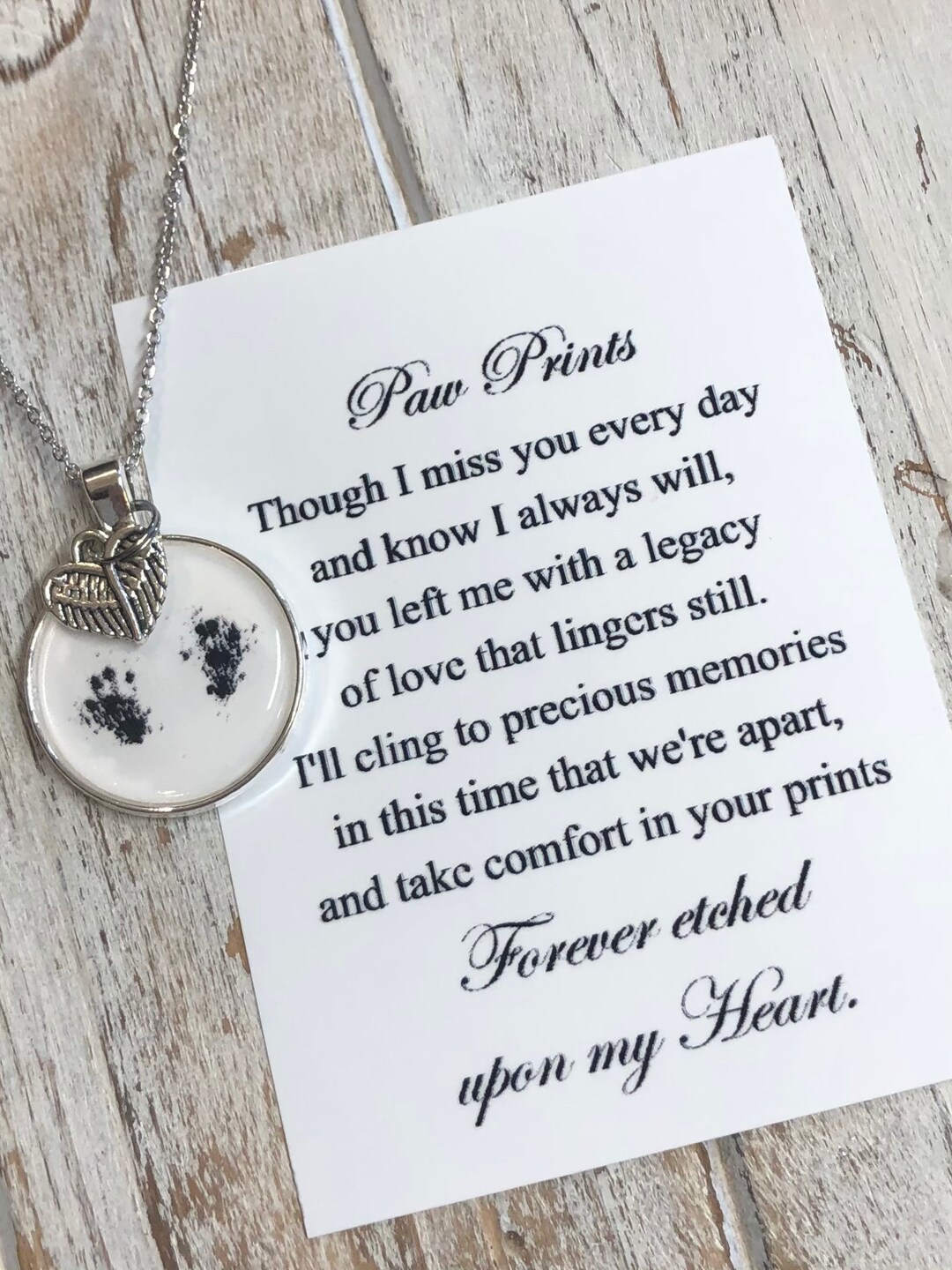 Pet Loss Memorial Paw Print Necklace Any Pet Your Pets Paw Prints Pet ...