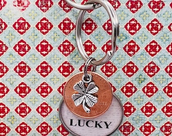 Lucky Penny, Lucky keychain, Lucky charm, Good Luck charm, Good luck gift, Good luck charm, Let’s get Lucky