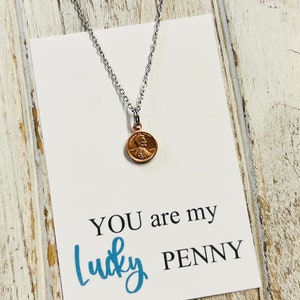 Lucky penny necklace • You are my lucky penny • Good Luck necklace • Miniature Penny Necklace • Good luck charm • Friendship gift