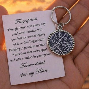 Loved ones fingerprint keychain charm, Thumbprint memorial