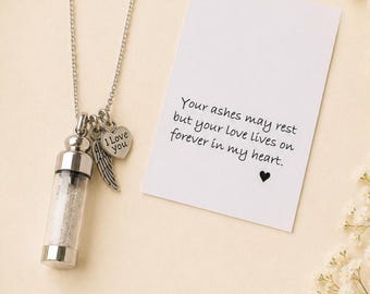 Miniature glass memorial urn for ashes, Cremation jewelry, Urn necklace for pet ashes or loved ones ashes, See through glass urn keepsake