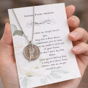 Dimes from Heaven • Memorial Dime • Signs from Heaven • Memorial gift • In memory necklace • Loss of loved one • Dime memorial • Angel dimes