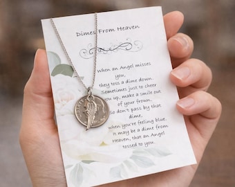 Dimes from Heaven • Memorial Dime • Signs from Heaven • Memorial gift • In memory necklace • Loss of loved one • Dime memorial • Angel dimes