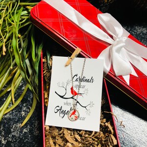 Cardinal necklace • Memorial Gift Set • Memorial Gift • Cardinals appear when Angels are near • Sympathy Gift • Mini Cardinal charm necklace