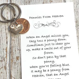 Loss of Husband • Memorial keychain • Memorial gift • Penny from Heaven • Pennies from Heaven • Penny Keychain • Husband memorial