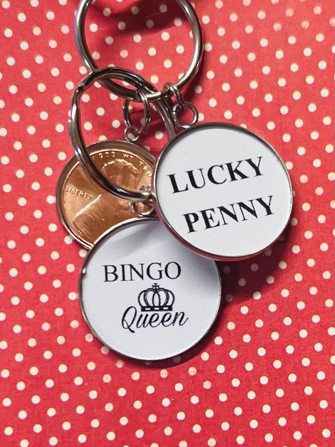Bingo Keychain, Bingo Lucky Penny, Bingo Key Chain, Bingo Queen,bingo