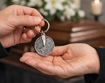 Fingerprint keychain • Thumbprint key chain • Memorial gift •  Memorial keepsake • Loss of loved one • Memorial keychain • In loving memory