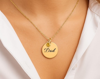 Dad memorial necklace with birthstone, Loss of father, In memory jewelry, Father memorial, Loss of parent, Memorial jewelry