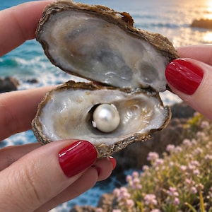 Oyster shell with pearl DIY kit, Open an oyster, Pearl in oyster, Pearl necklace with cage, Unique bridesmaid gifts, Fun birthday gift,