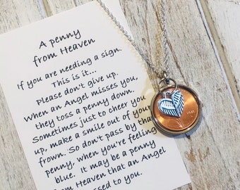 Sympathy Gift • Memorial Necklace • Pennies from Heaven • In memory gift • Funeral gift • Remembrance gift • Memorial Jewelry