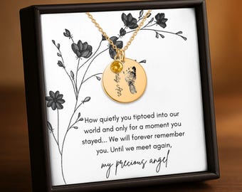Engraved actual footprint necklace, Infant loss, Miscarriage jewelry, Stillborn, Infant loss memorial, Custom name necklace with footprint