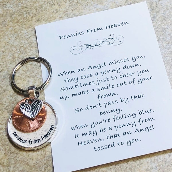 Memorial Gift • Memorial Keychain • Penny Keychain • Pennies from Heaven • In Memory Keychain • Sympathy Gift • Condolence Gift •