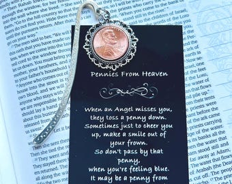 Marcapáginas bíblico "Un centavo del cielo", regalo religioso conmemorativo, marcapáginas de recuerdo, idea de regalo por la pérdida de un ser querido, regalo para funeral, regalo para lector.