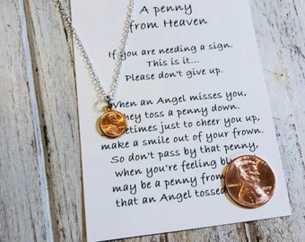 Memorial Gift • Memorial Jewelry • Memorial Necklace • Penny from Heaven • Pennies from Heaven • Miniature tiny penny