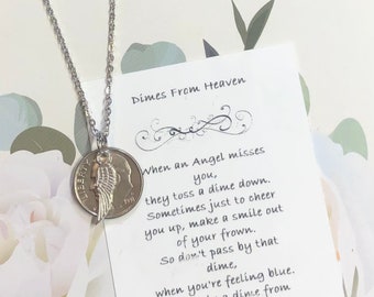 Dime necklace • Memorial Gift • Memorial Necklace • Dimes from Heaven • Memorial Dime • Signs from Heaven •