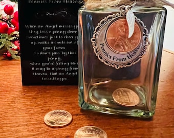 Pennie’s from Heaven jar • Penny from Heaven bank • Loss of loved one keepsake gift • Funeral grief gift ideas • In memory Sympathy gift