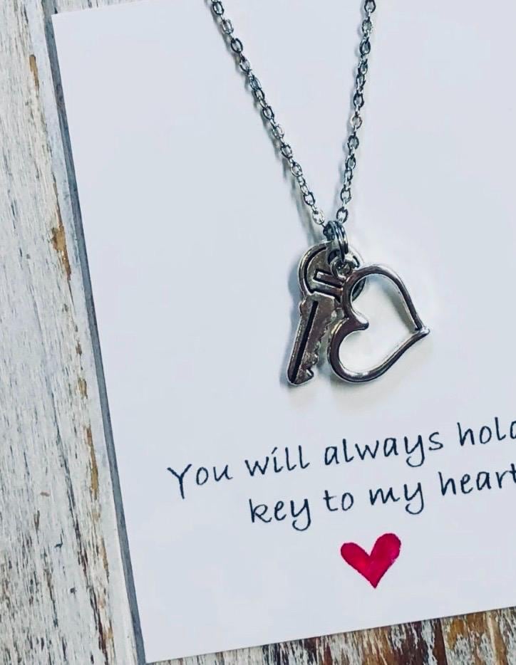 Heart Necklace Key to My Heart Necklace Key Necklace I Love You Gift You Hold the Key to My Heart Etsy