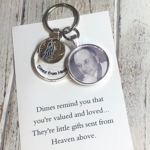 Dimes from Heaven Memorial Gift Dime Memorial Keychain Sympathy Gift Funeral Gift Photo memorial Picture memorial