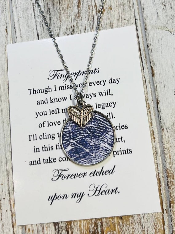 Fingerprint Necklace • Thumbprint Necklace • Actual Thumbprint • Memorial Photo Necklace • Memorial Jewelry • Read description