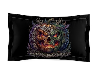 Fronha com estampa de caveira de abóbora sorridente | Colheita de Halloween, abóbora de Halloween assustadora