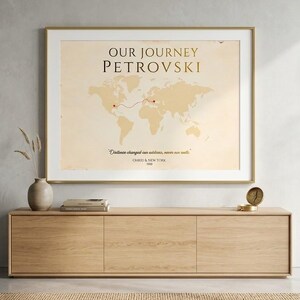 Mapa personalizado impreso, regalo para personas que viven lejos, arte de mapa del mundo personalizado.