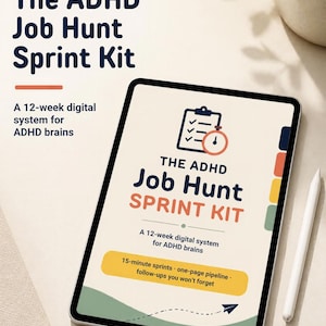 ADHD Job Search Planner | Job Hunt Sprint Kit | 12 Week Job Search Planner | ADHD Job Tracker | Interview Prep PDF | Digital Download