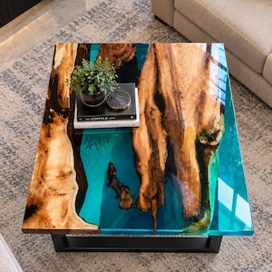 A Live Edge Resin River Table | Handmade Wooden Table | Live Edge Wood & Resin Furniture | Custom Dining Table | Unique Home Decor