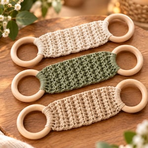 Crochet Wooden Ring Towel Holder Pattern | 3 Textured Designs (PDF Download)