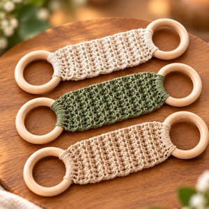 Crochet Wooden Ring Towel Holder Pattern | 3 Textured Designs (PDF Download)