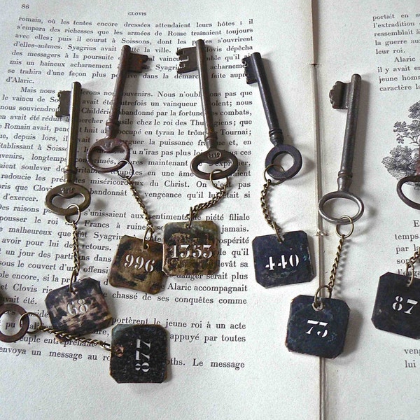 old key with room number tag