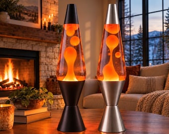 Autumn Orange Lava Lamp, Retro Mood Light, Groovy Ambient Lighting, Y2K Room Decor, Bedroom Desk Lamp, Vintage Style Home Decor Gift