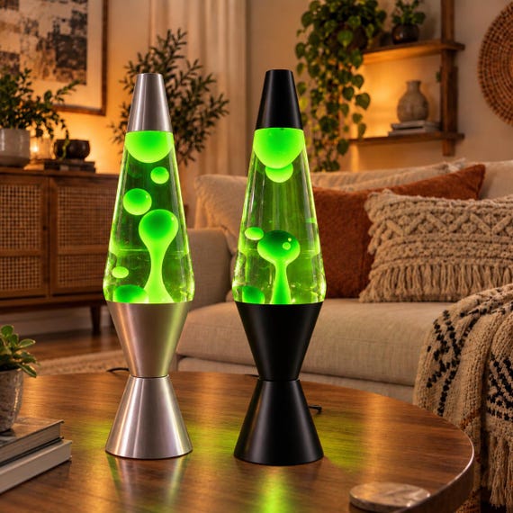 Green Lava Lamp, Retro Mood Light, Vintage Desk Lamp, Gaming Room Decor, Bedside Lamp, Groovy 70s Decor, Unique Gift Holiday Gift