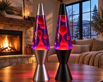 Purple Red Wax Lava Lamp, Bedside Table Lamp, Retro Mood Light, Gaming Room Decor, Groovy 70s Decor, Unique Gift