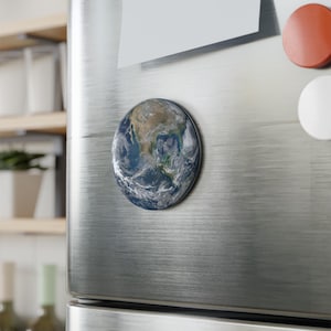 Planet Earth Button Magnet, Globe Fridge Magnet, Minimalist Astronomy Decor (1 or 10 pcs)