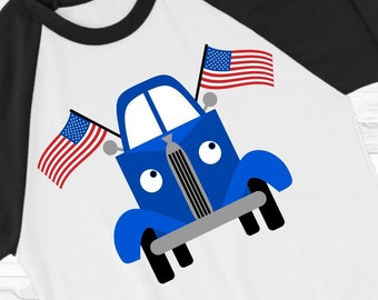 Blue Truck svg, American Flag Clip Art, 4th of July svg, dxf, png, svg
