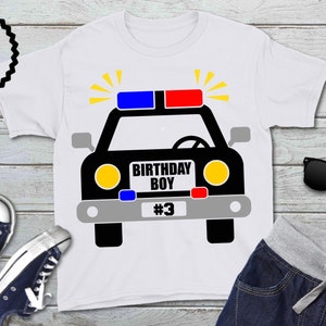 Police Car svg, Birthday Boy Clip Art, Police Sublimation, svg, dxf, png, Cut Files