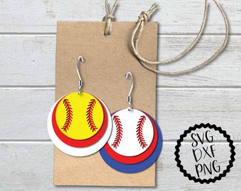Baseball Softball Earrings SVG: DIY Cut Files (Digital Download)